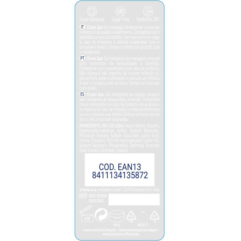 CONTROL - 2 EN 1 MASSAGE & PLEASURE MEDITERRANEAN SEA 200 ML - 2