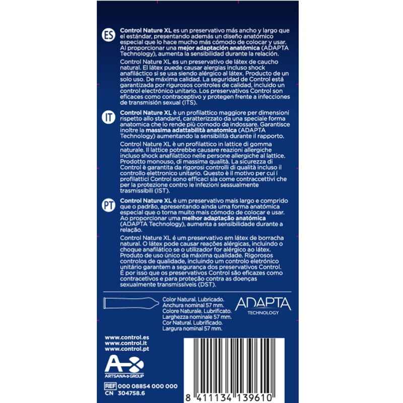 CONTROL - ADAPTA NATURE XL CONDOMS 12 UNITS - Secretroomsexyshop