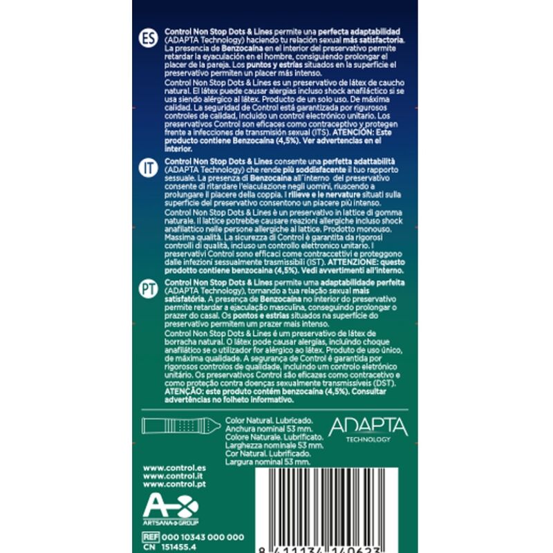 CONTROL - NONSTOP DOTS AND LINES CONDOMS 12 UNITS - 2