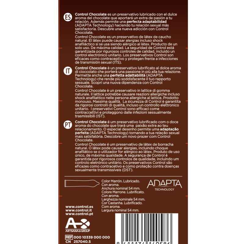 CONTROL - ADAPTA CHOCOLATE CONDOMS 12 UNITS - Secretroomsexyshop