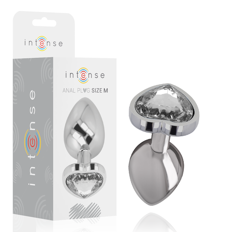 INTENSE - ALUMINUM METAL ANAL PLUG WHITE HEART SIZE M - 6