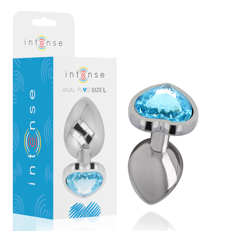 INTENSE - ALUMINUM METAL ANAL PLUG BLUE HEART SIZE L - 6