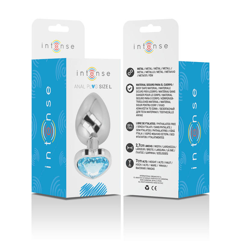 INTENSE - ALUMINUM METAL ANAL PLUG BLUE HEART SIZE L - 4