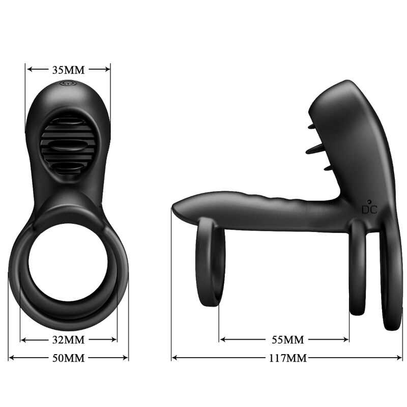 PRETTY LOVE - JAMMY PENIS SHEATH 12 VIBRATIONS WITH RECHARGEABLE SILICONE TONGUE - 7