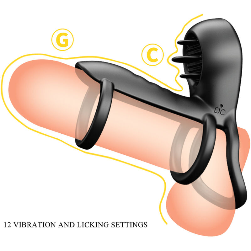 PRETTY LOVE - JAMMY PENIS SHEATH 12 VIBRATIONS WITH RECHARGEABLE SILICONE TONGUE - 11