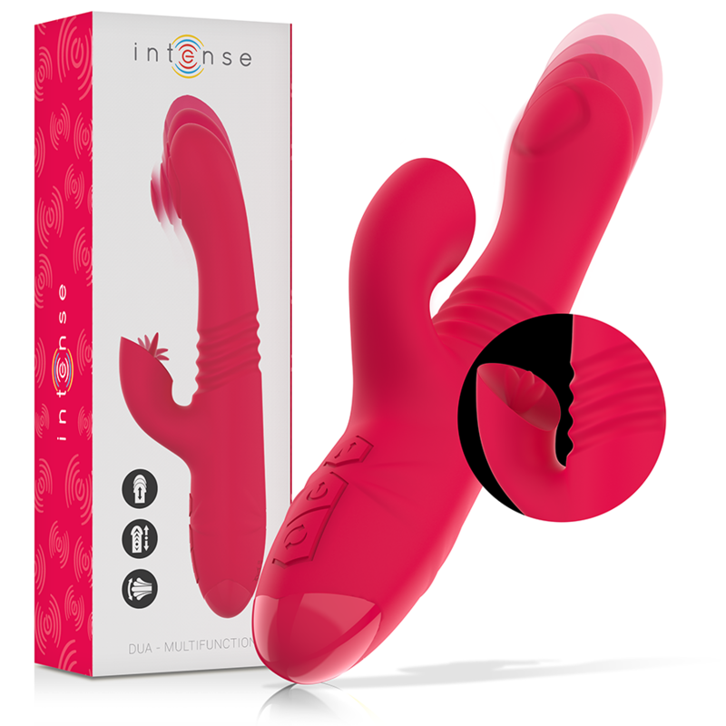 INTENSE - DUA MULTIFUNCTION RECHARGEABLE UP & DOWN VIBRATOR WITH RED TONGUE - 5