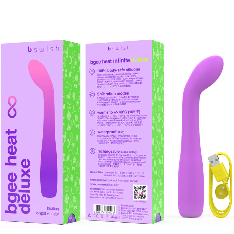 B SWISH - BGEE HEAT INFINITE DELUXE RECHARGEABLE VIBRATOR LAVENDER SILICONE - 4