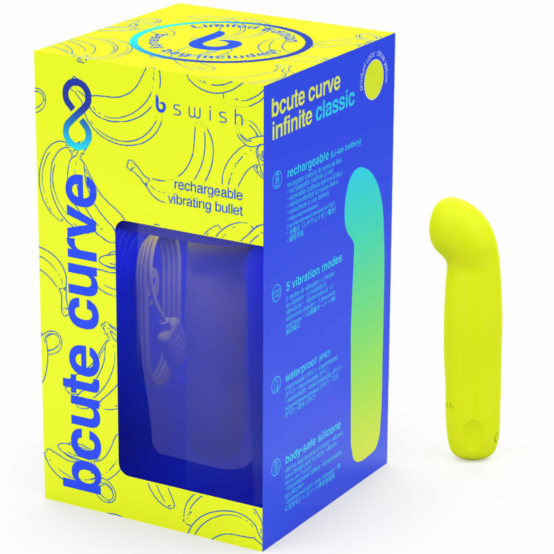 B SWISH - BCUTE CURVE INFINITE CLASSIC LIMITED EDITION RECHARGEABLE SILICONE VIBRATOR YELLOW - 3