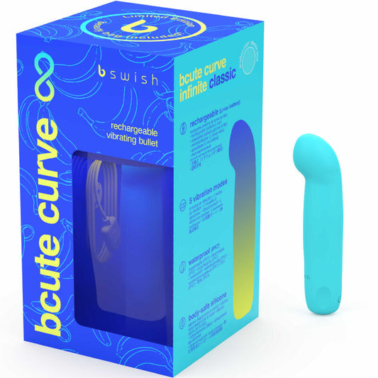 B SWISH - BCUTE CURVE INFINITE CLASSIC LIMITED EDITION BLUE SILICONE RECHARGEABLE VIBRATOR - 1
