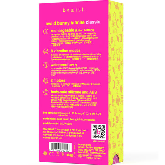B SWISH - BWILD BUNNY INFINITE CLASSIQUE VIBRATEUR RECHARGEABLE ROSE SILICONE