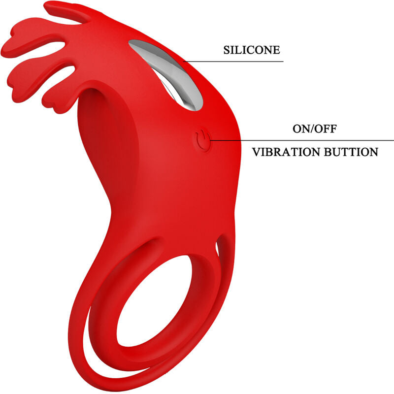 PRETTY LOVE - RUBEN VIBRATOR RING 7 VIBRATIONS SILICONE RED - 2