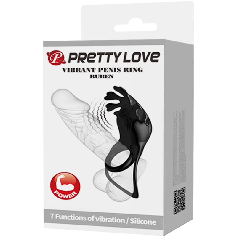 PRETTY LOVE - RUBEN VIBRATOR RING 7 VIBRATIONS BLACK SILICONE - 9