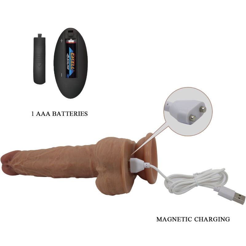 PRETTY LOVE - JONATHAN SILICONE DILDO 3 VIBRATIONS + 3 INSERTION MEASUREMENTS REMOTE CONTROL 21 CM - 2