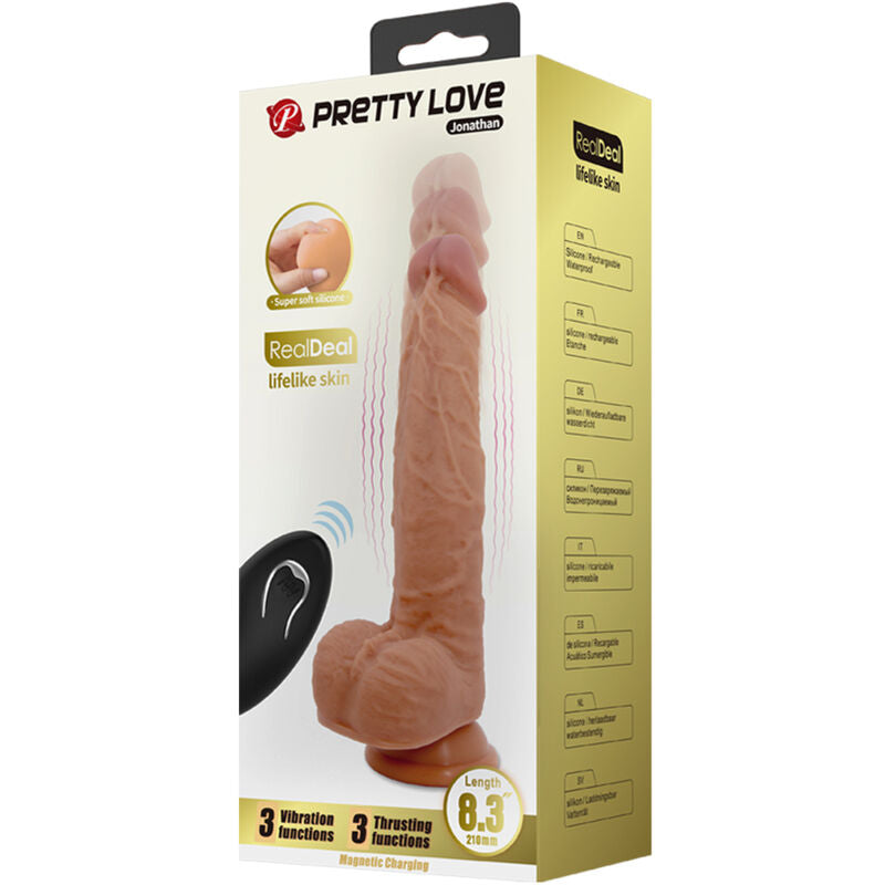 PRETTY LOVE - JONATHAN SILICONE DILDO 3 VIBRATIONS + 3 INSERTION MEASUREMENTS REMOTE CONTROL 21 CM - 7