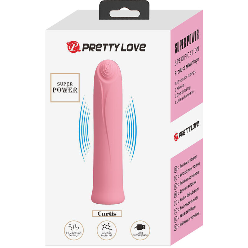 PRETTY LOVE - CURTIS MINI SUPER POWER VIBRATOR 12 PINK SILICONE VIBRATIONS - 7