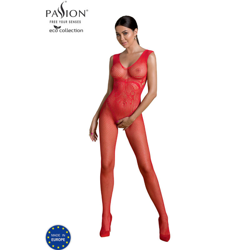 PASSION - ECO COLLECTION BODYSTOCKING ECO BS003 WHITE - RED - 10