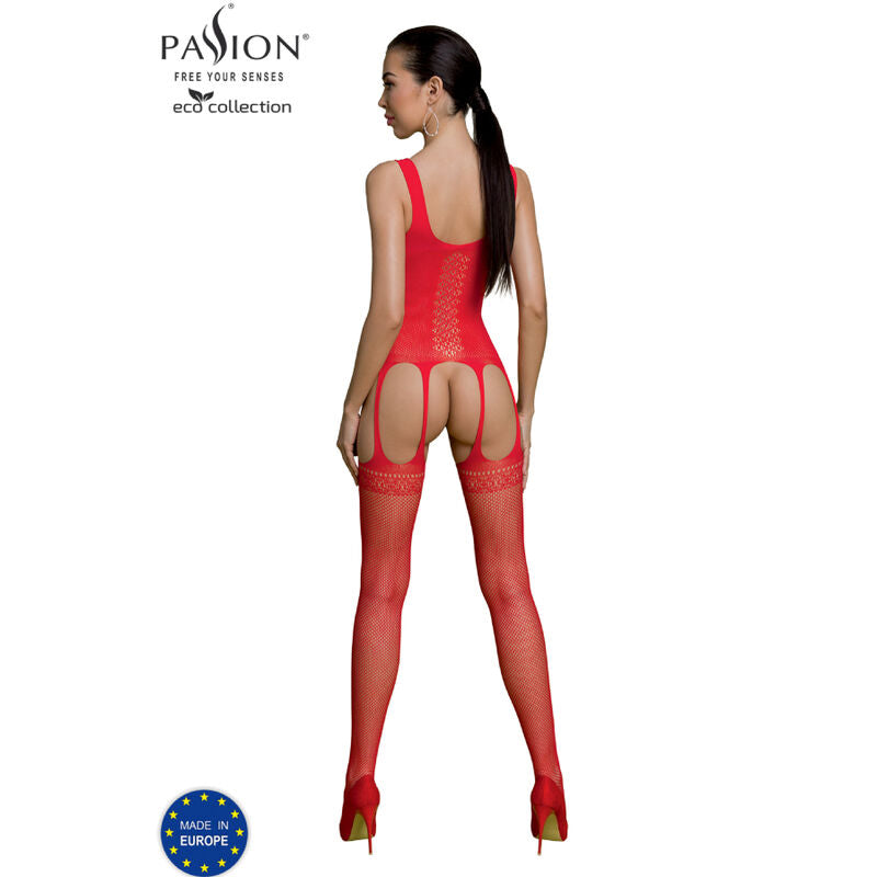 PASSION - ECO COLLECTION BODYSTOCKING ECO BS007 RED - BLACK - 6