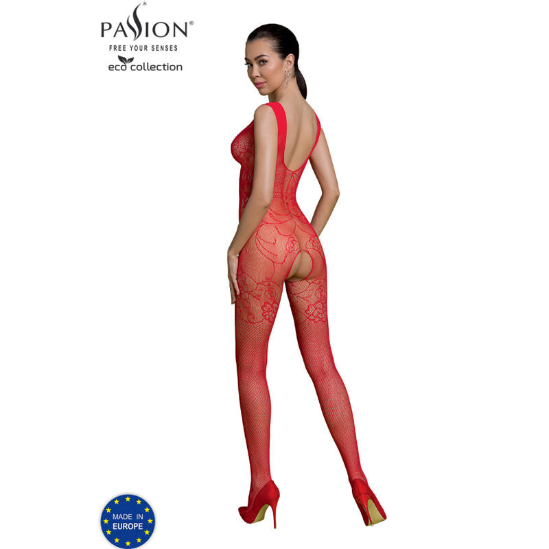 PASSION - ECO COLLECTION BODYSTOCKING ECO BS012 RED - BLACK - 11