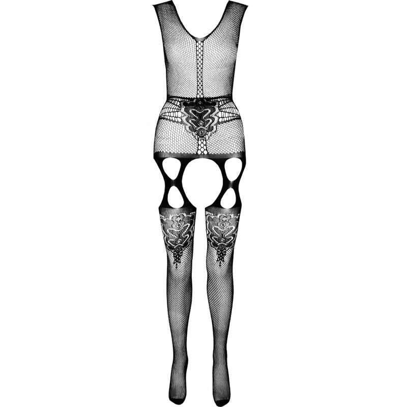 PASSION - ECO COLLECTION BODYSTOCKING ECO BS014 BLACK - WHITE - 12