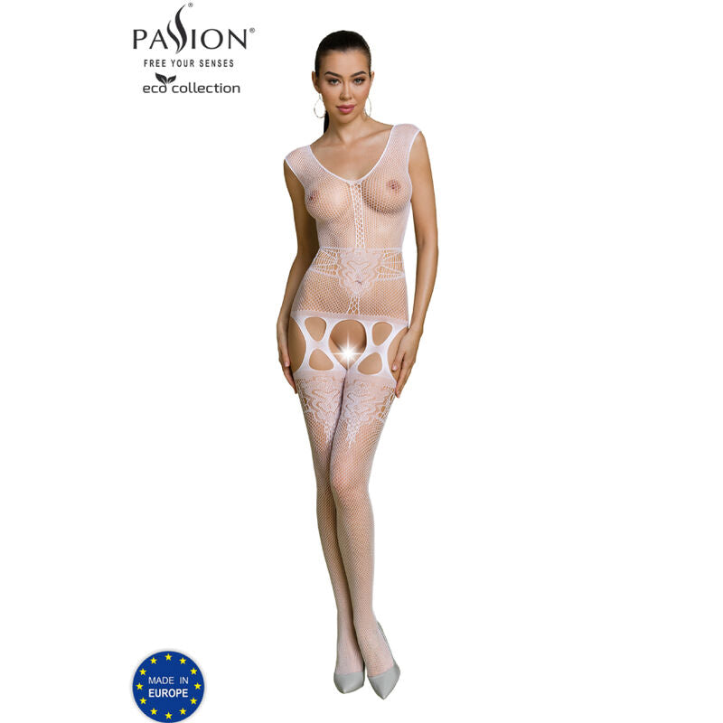 PASSION - ECO COLLECTION BODYSTOCKING ECO BS014 BLACK - WHITE - 10