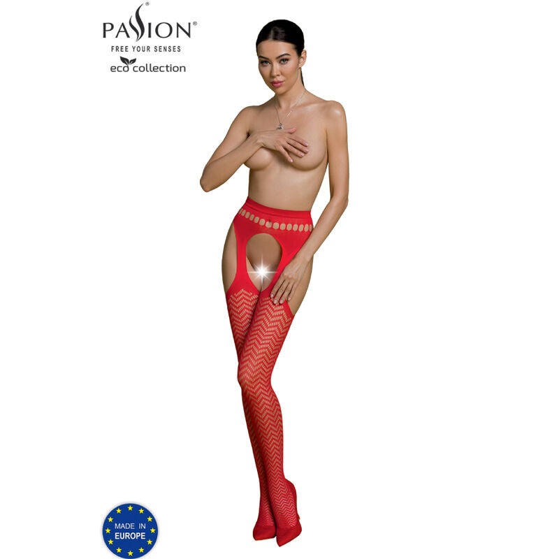 PASSION - ECO COLLECTION BODYSTOCKING ECO S002 BLACK - RED - 5