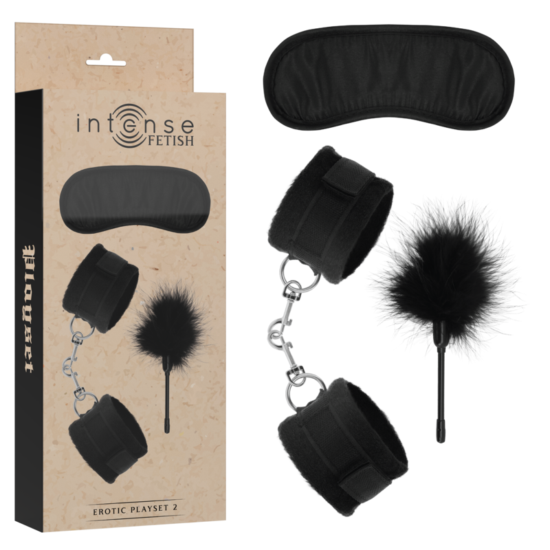 INTENSE - FETISH EROTIC PLAYSET 2 WITH HANDCUFFS, BLIND MASK AND TICKLER - 5