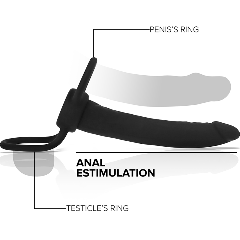 MYTHOLOGY - COBI ONYX ANAL DILDO WITH COCK AND TESTICLE RING 13 SILICONE CM - 4
