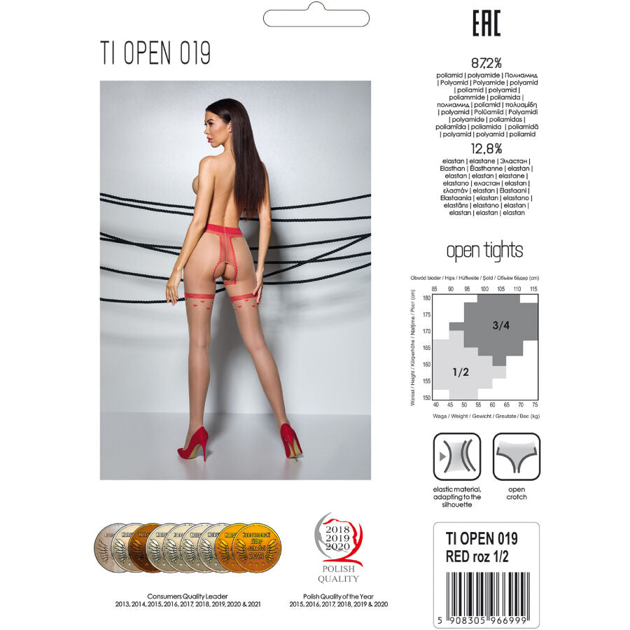PASSION - TIOPEN 019 BLACK/RED TIGHTS 3/4 20 DEN - 3/4 / RED - 31