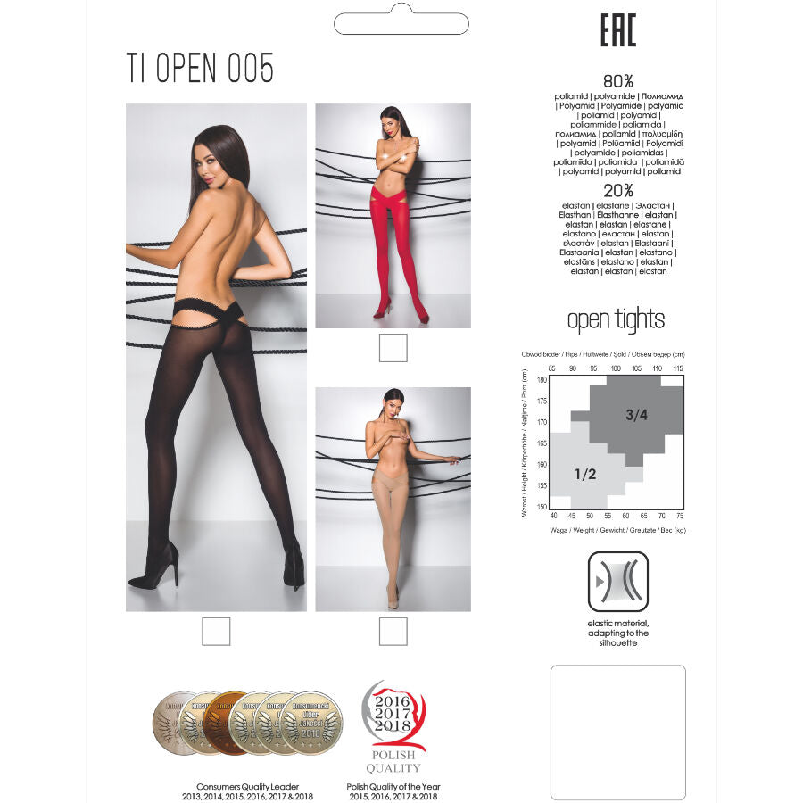 PASSION - TIOPEN 005 RED TIGHTS 3/4 60 DEN - 1/2 / RED - 11