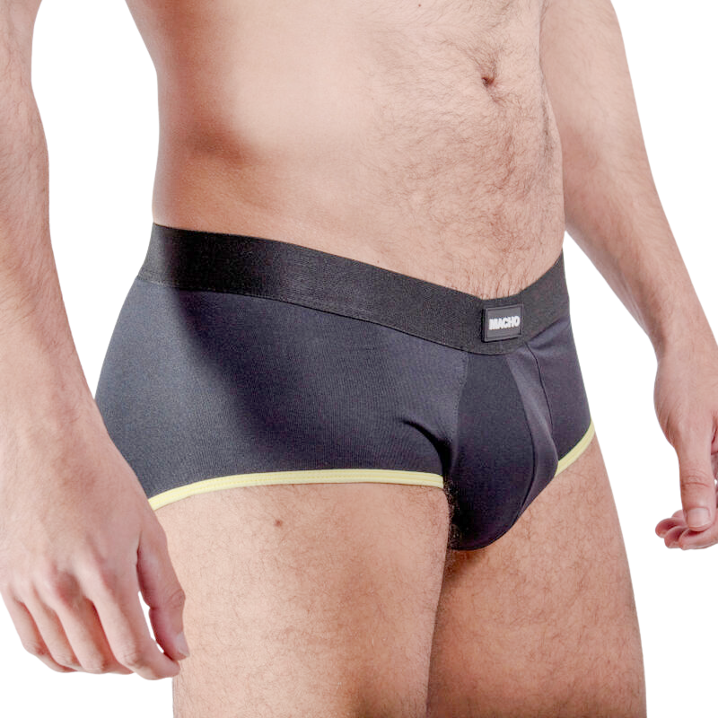 MACHO - MS24A BRIEF DARK YELLOW UNDERPANTS S - S / BLACK/AMARILLO - 5
