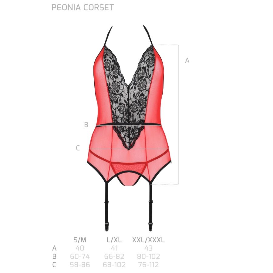 PASSION - PEONIA CORSET EROTIC LINE RED L/XL - S/M - 11