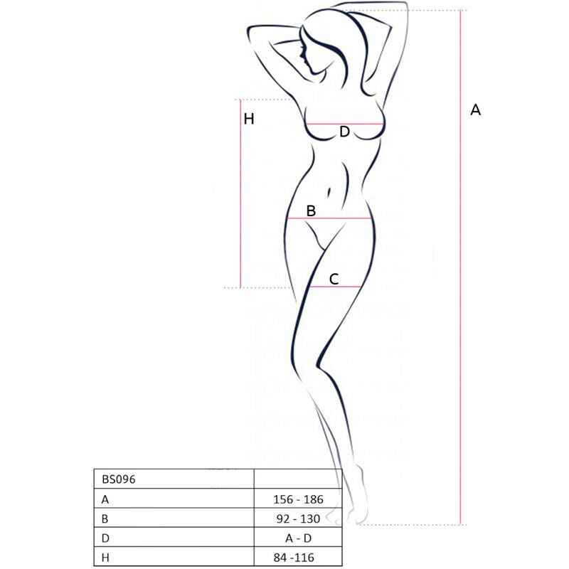 PASSION - BS096 WHITE BODYSTOCKING ONE SIZE - BLACK - 4