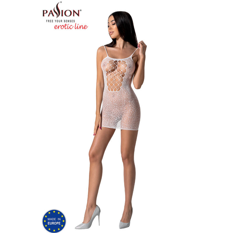 PASSION - BS096 WHITE BODYSTOCKING ONE SIZE - RED - 18
