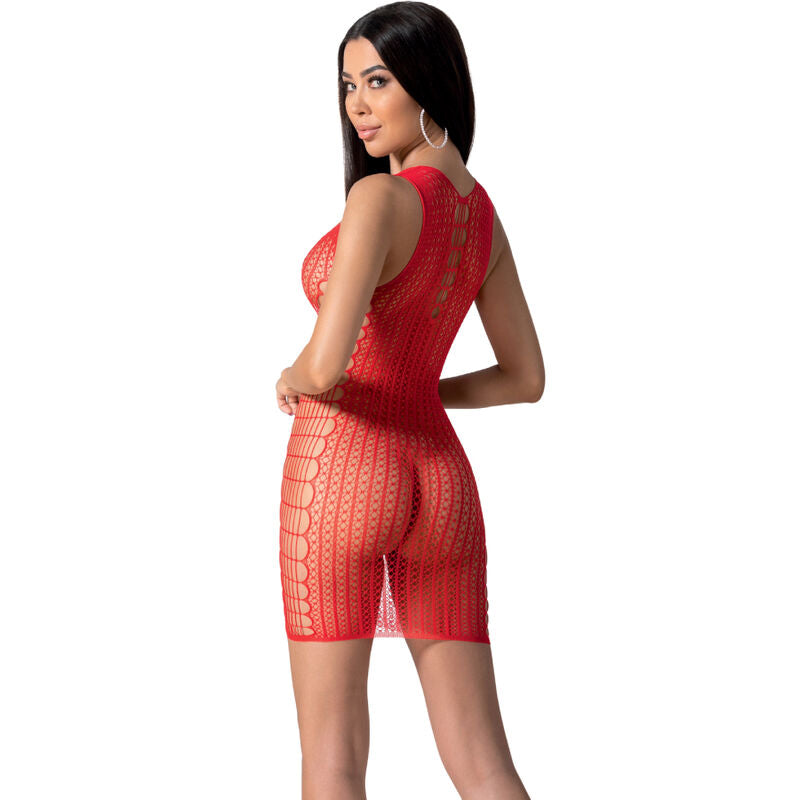 PASSION - BS097 WHITE BODYSTOCKING ONE SIZE - RED - 11