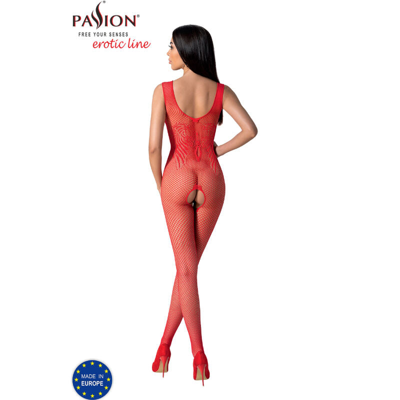 PASSION - BS098 WHITE BODYSTOCKING ONE SIZE - RED - 13