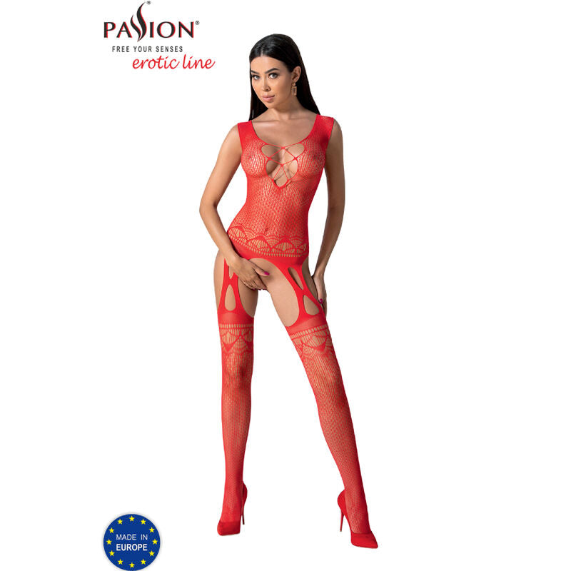 PASSION - BS099 WHITE BODYSTOCKING ONE SIZE - BLACK - 10