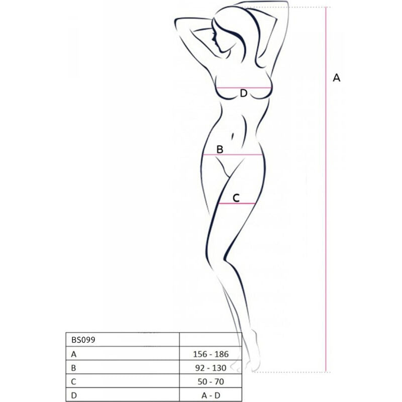 PASSION - BS099 WHITE BODYSTOCKING ONE SIZE - RED - 19