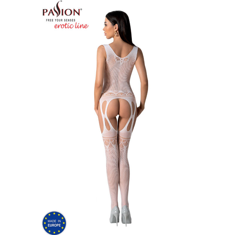 PASSION - BS099 WHITE BODYSTOCKING ONE SIZE - RED - 16