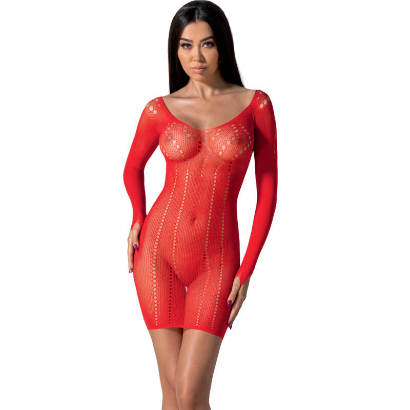 PASSION - BS101 WHITE BODYSTOCKING ONE SIZE - RED - 10