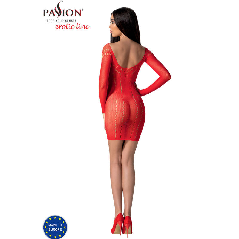 PASSION - BS101 WHITE BODYSTOCKING ONE SIZE - RED - 12