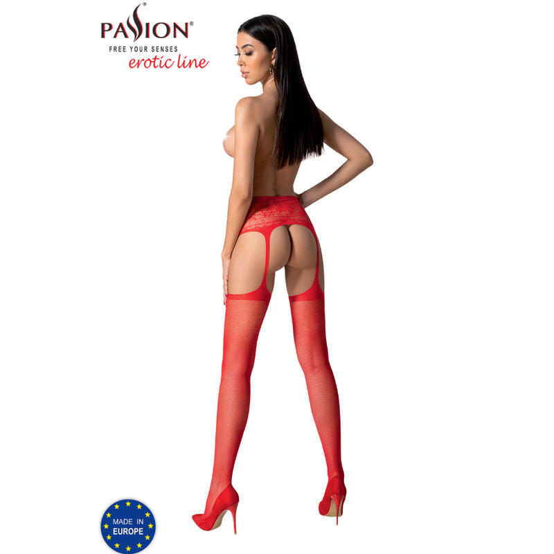 PASSION - S028 WHITE STOCKINGS WITH GARTER ONE SIZE - BLACK - 9