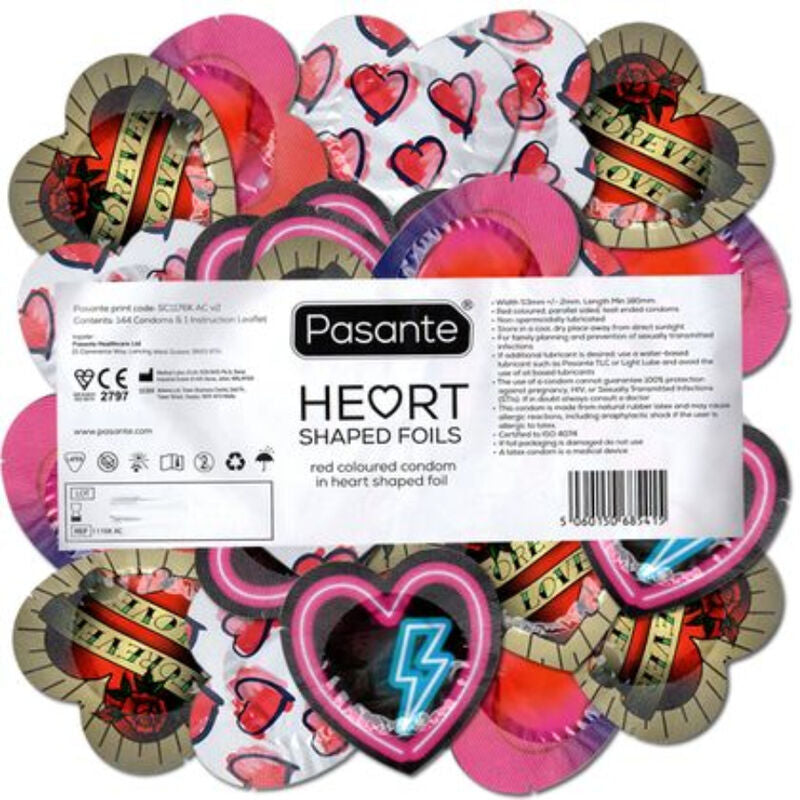 PASANTE - CONDOMS RED HEART SHAPE BAG 144 UNITS - 2