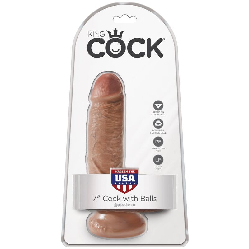 KING COCK - REALISTIC PENIS WITH BALLS 13.2 CM CARAMEL - 6