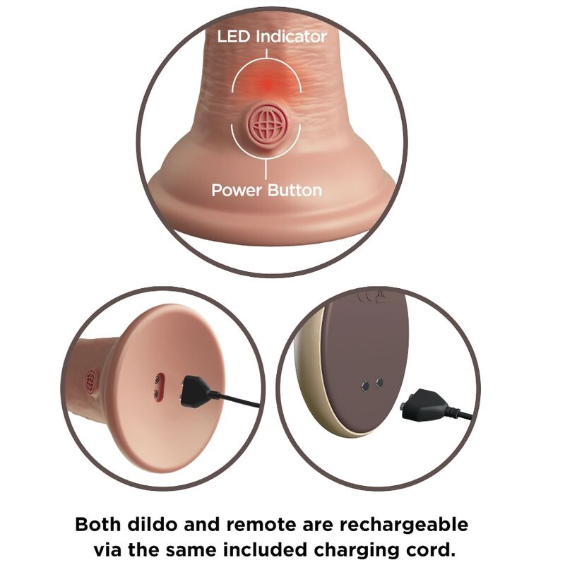 KING COCK - VIBRATEUR DILDO RÉALISTE ELITE & TÉLÉCOMMANDE EN SILICONE 23 CM