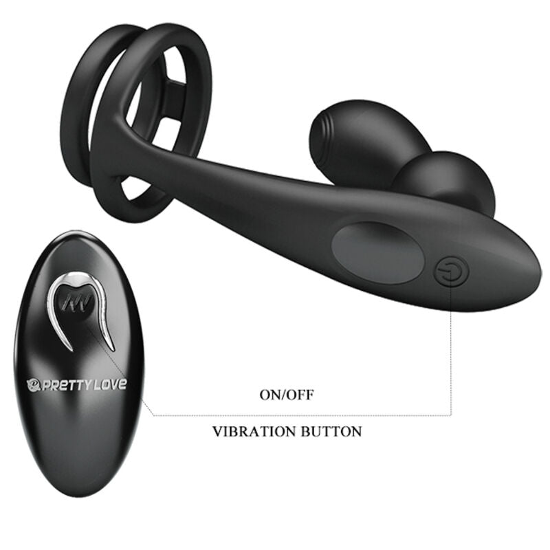 PRETTY LOVE - MARSHALL PENIS RING WITH VIBRATORY ANAL PLUG WITH REMOTE CONTROL - 8