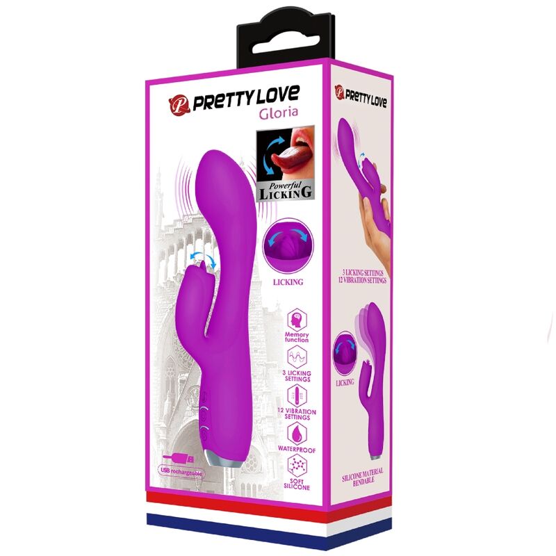 PRETTY LOVE - GLORIA RECHARGEABLE RABBIT VIBRATOR-WATERPROOF PURPLE - 11