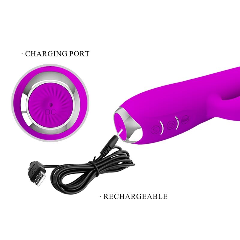 PRETTY LOVE - GLORIA RECHARGEABLE RABBIT VIBRATOR-WATERPROOF PURPLE - 8