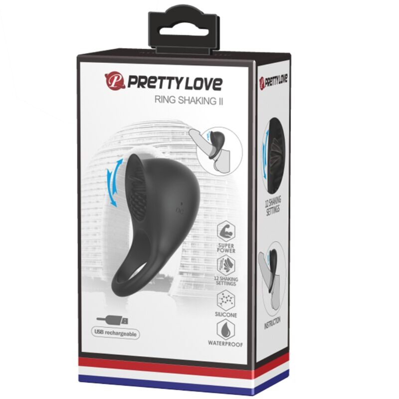 PRETTY LOVE - VIBRATING PENIS RING WITH BLACK TONGUE - 9