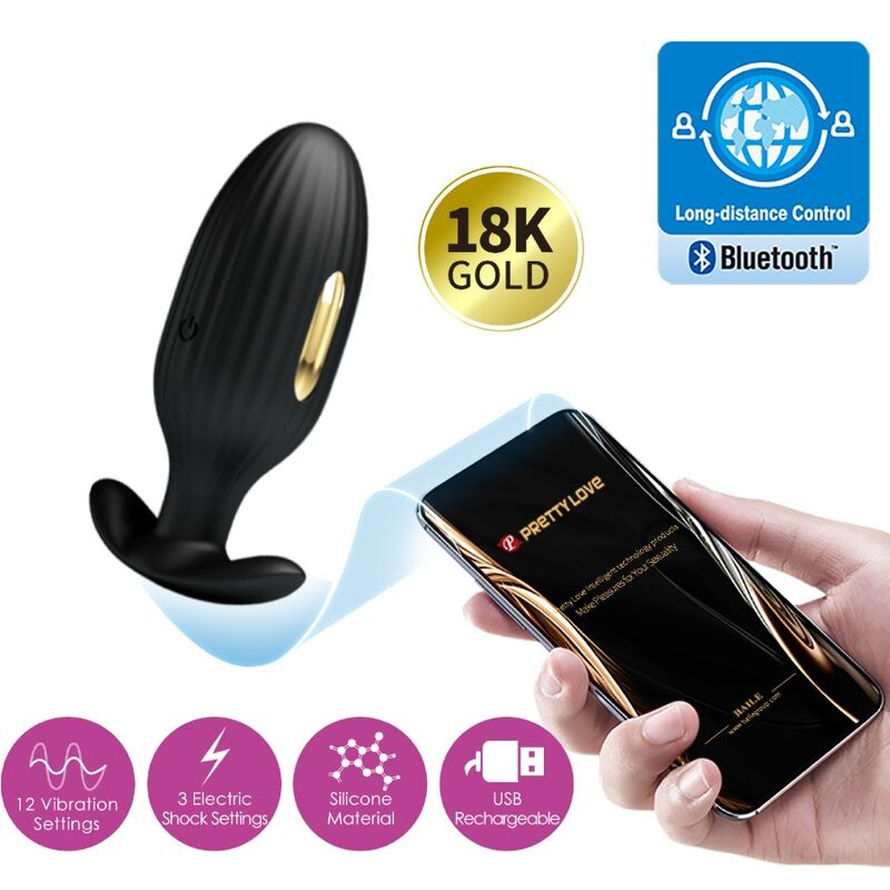 PRETTY LOVE - JEFFERSON APP CONTROLLED ANAL PLUG BLACK - 15