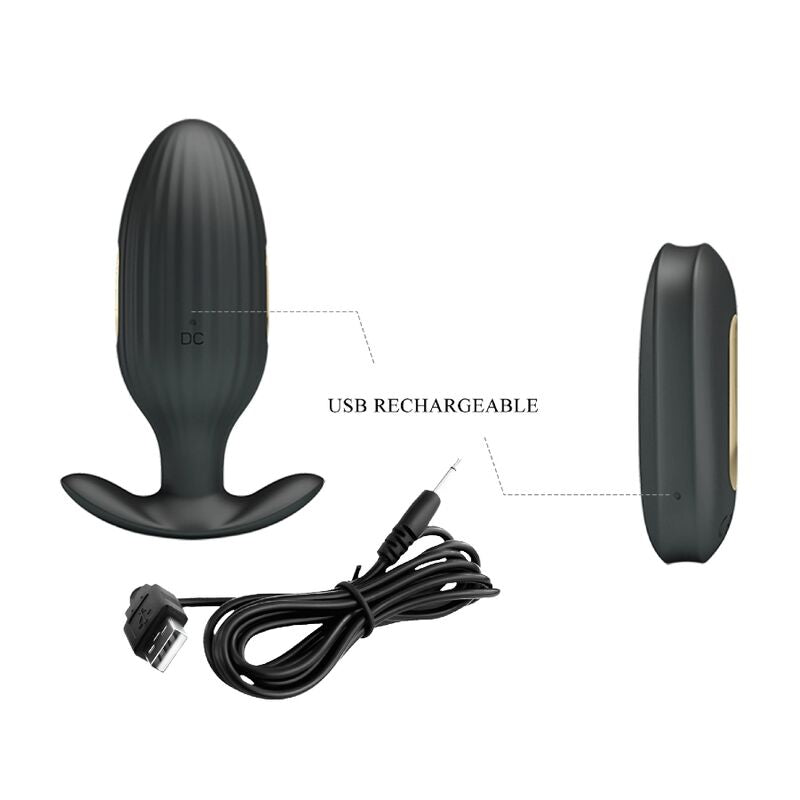 PRETTY LOVE - KELLY PLUG ANAL RECHARGEABLE VIBRATOR BLACK - 8